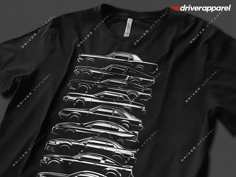 Driver Apparel Ford Mustang Evolution Shirt – 1964, Fox Body, New Edge, S197