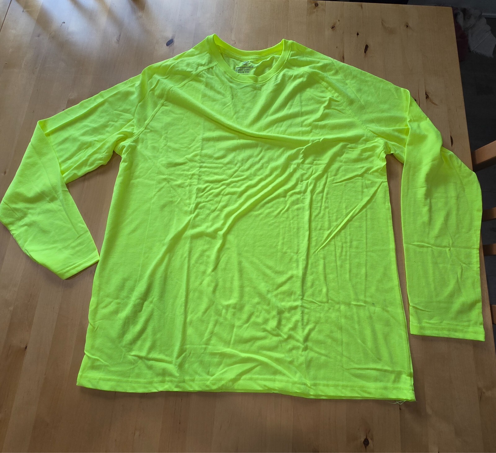 Athletic Works Shirt Performance Blend Large 42-44 Long Sleeve SZ L neon acid