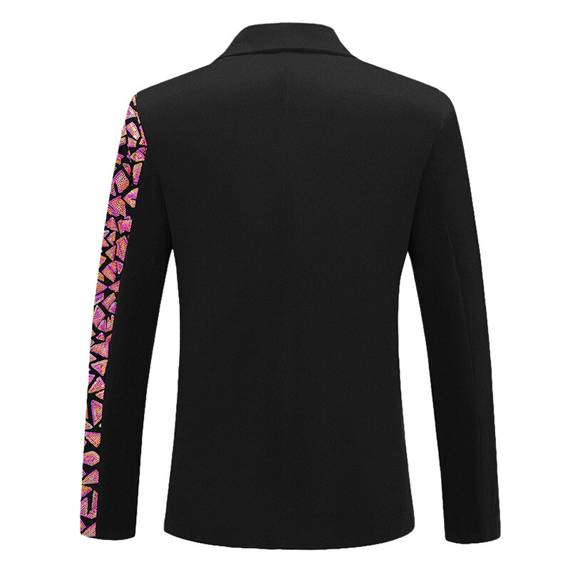 Men Asymmetric Irregular Sequin Suit Blazer Dinner Prom Dress Jacket Dance Show