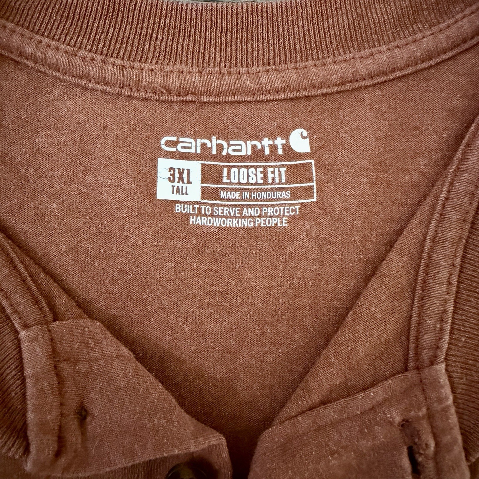 Carhartt Dearborn Loose Fit Henley Pocket T Shirt Rust Mens 3XLT Tall Workwear