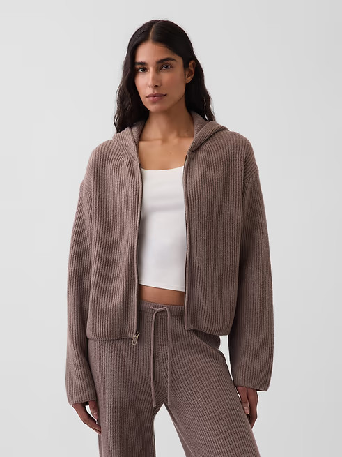 GAP – CashSoft Oversized Shaker-Stitch Zip Hoodie 910966 – New Sale