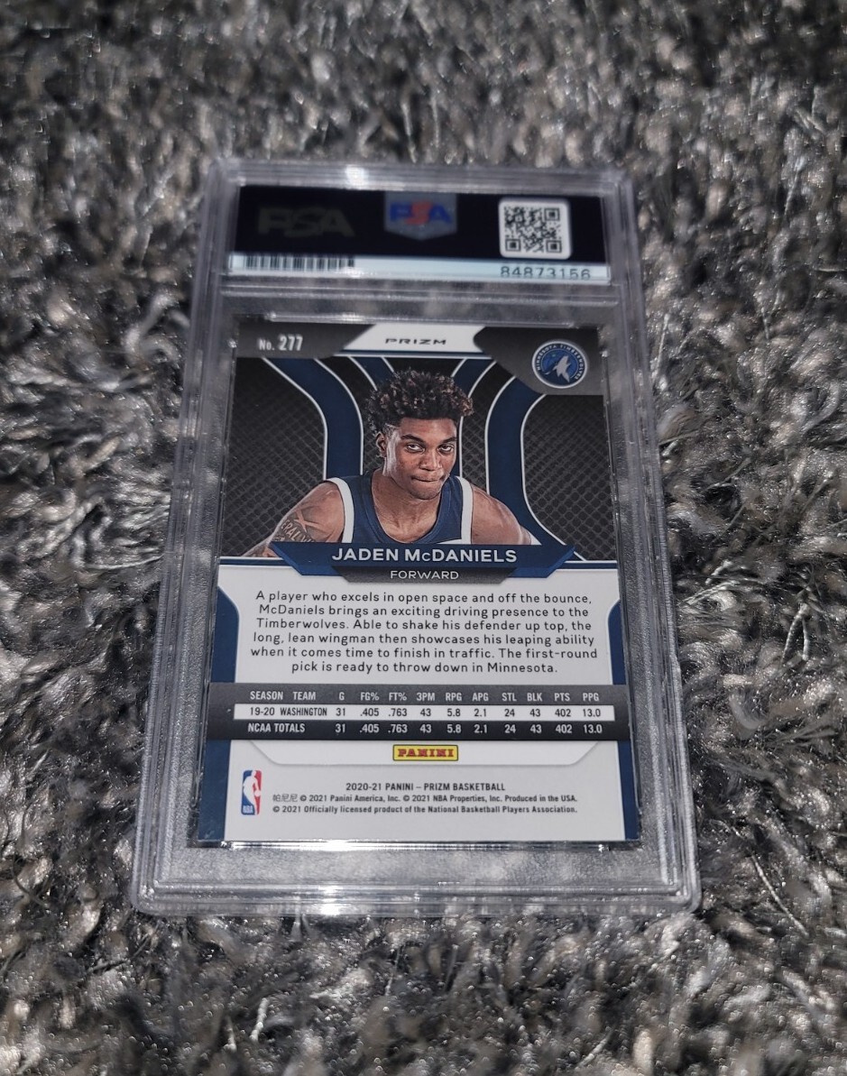 Jaden Mcdaniels Signed 2020 Panini Prizm Silver Rookie #277 PSA GEM MT 10 AUTO