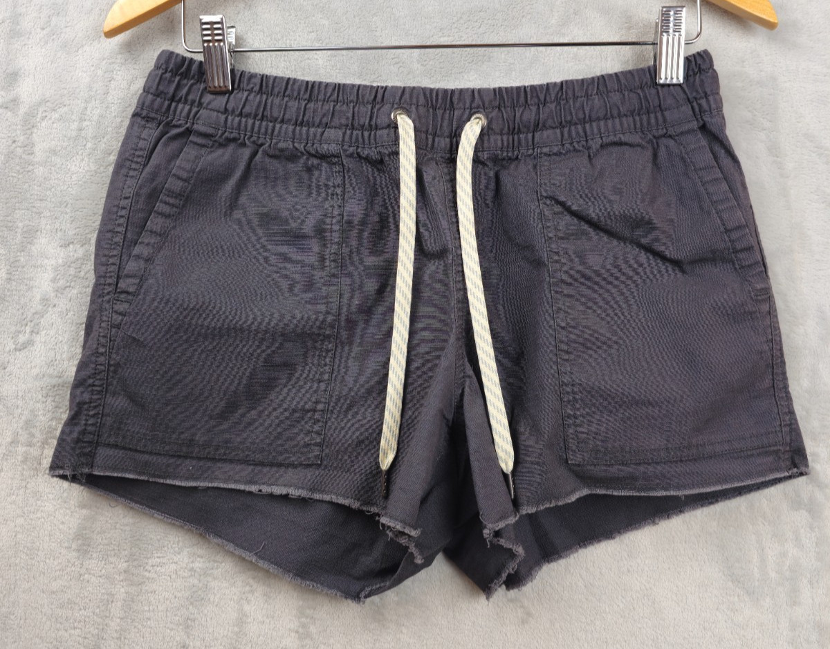 Vuori Vintage Ripstop Shorts Womens XS Beige Dark Gray Beach Casual Sporty