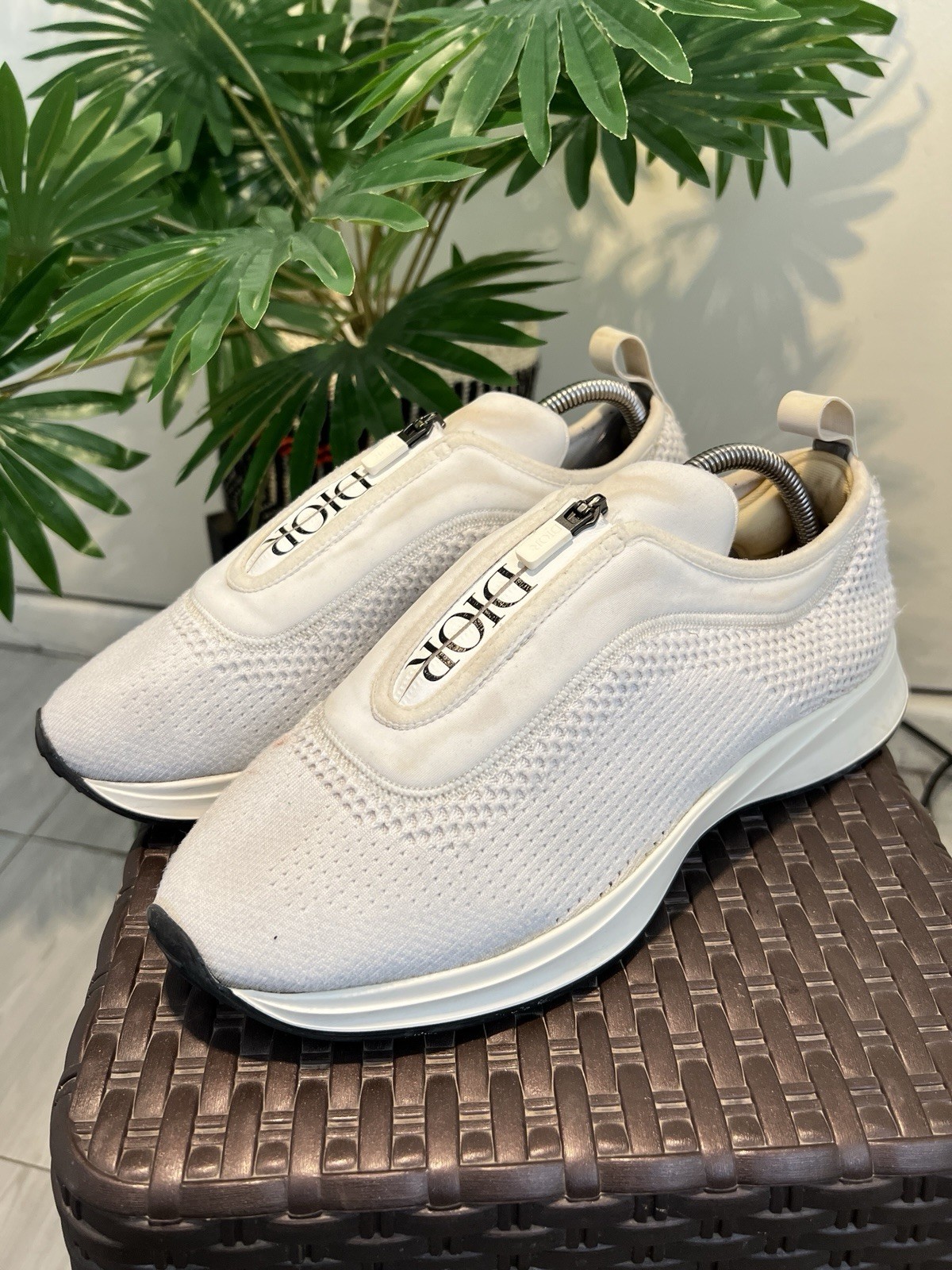 Dior B25 White Knit Fabric Slip-On Sneakers EU 42 || US 9
