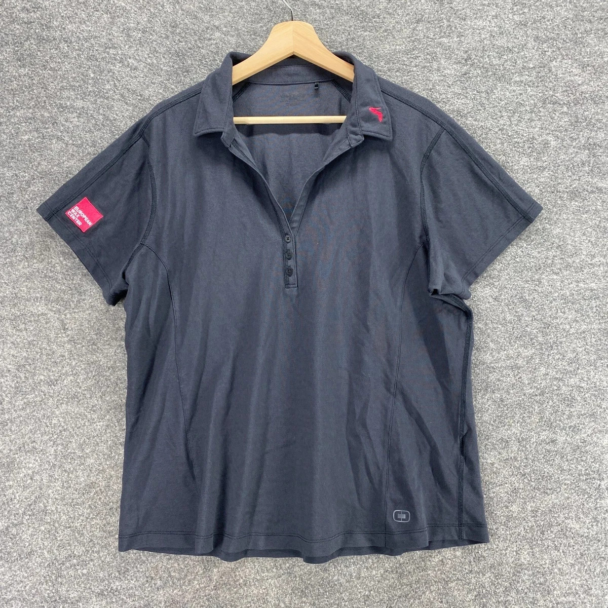 Unbranded Top Women M Gray Collared Short Sleeve Cottton Pullover Casual Blouse