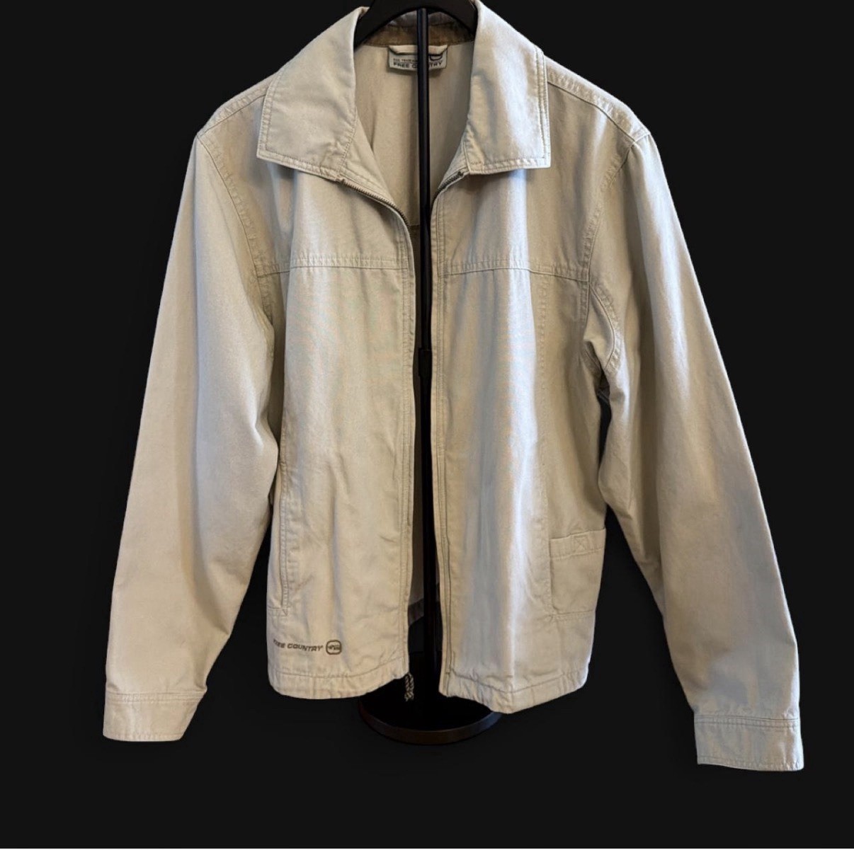 Free Country Men’s Full Zip Jacket Beige Size M Vintage Canvas Jacket