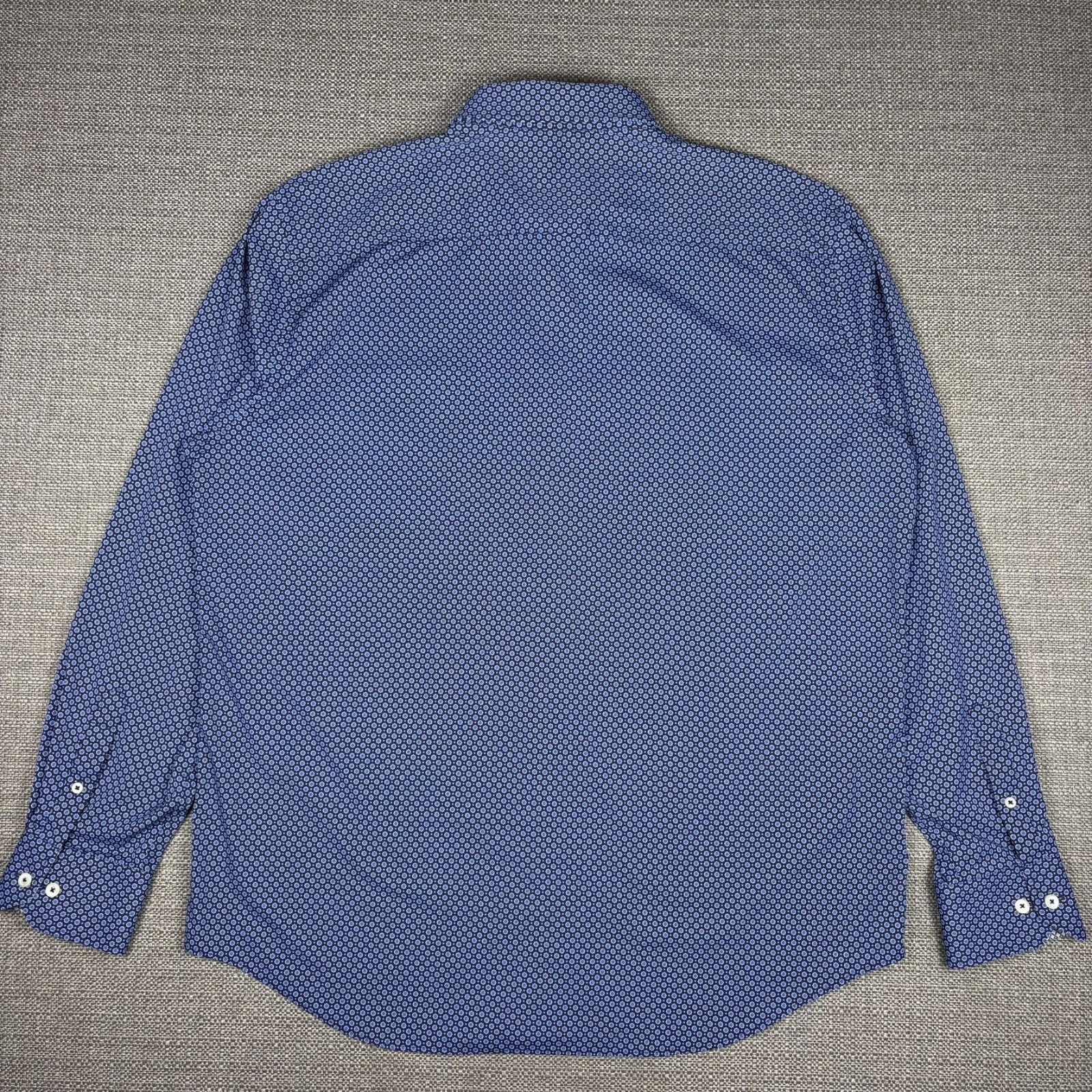 Bugatchi UOMO Men’s Shirt XL Long Sleeve Blue White Floral Classic Fit Nylon