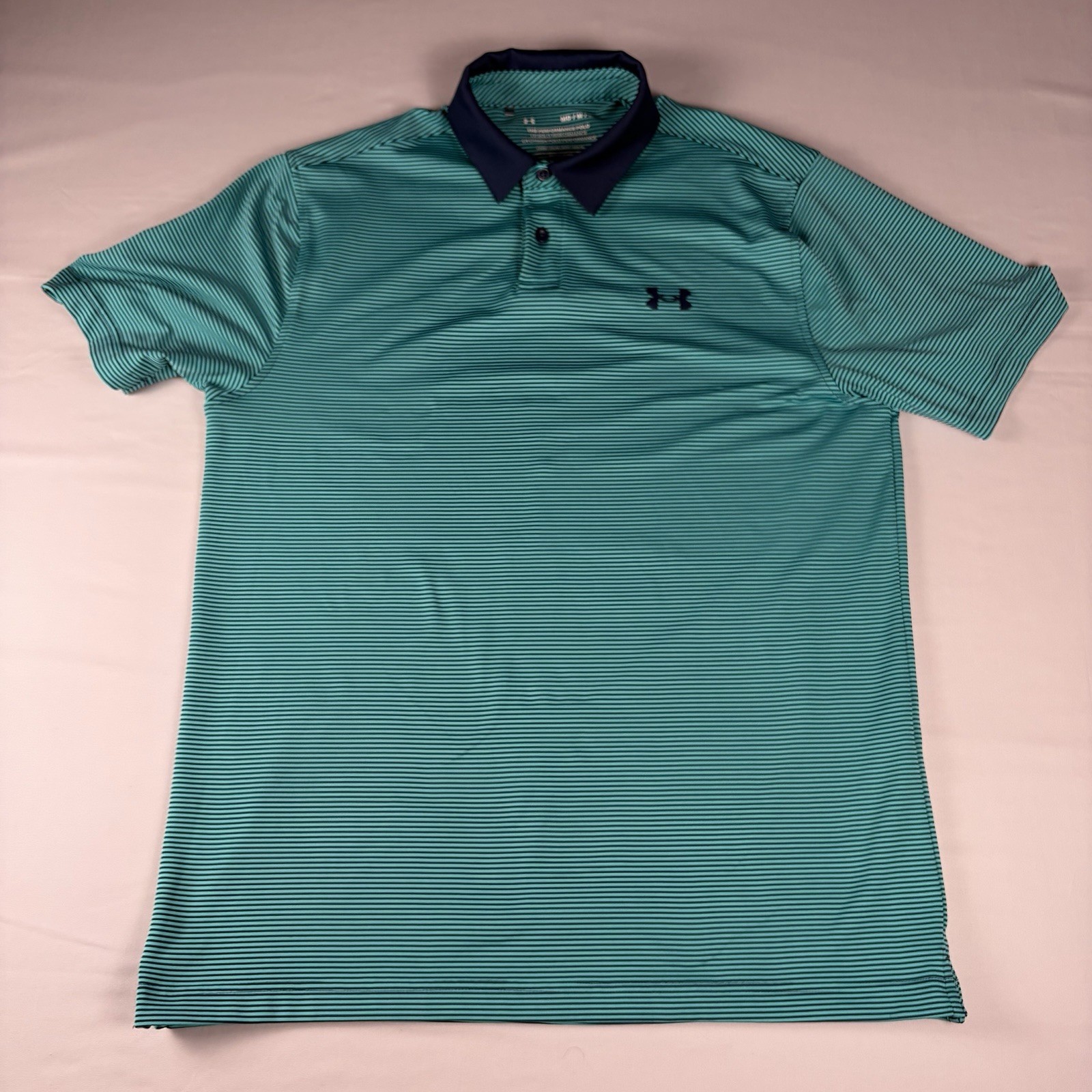 Under Armour The Performance Polo Shirt Men’s M Blue Striped Golf Loose Fit EUC