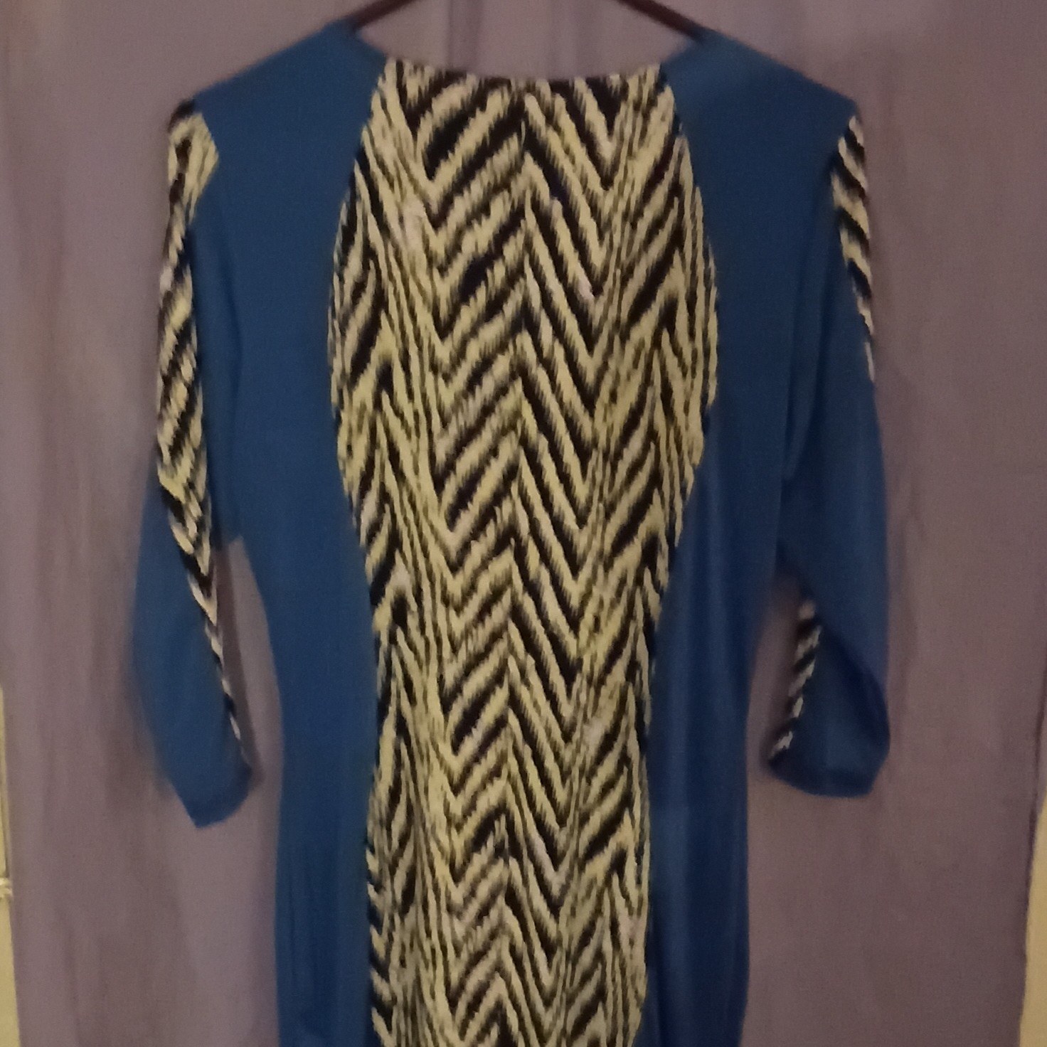Animal Print Mini Dress 3/4 Sleeve Polyester Blue/Black/Beige Women XL