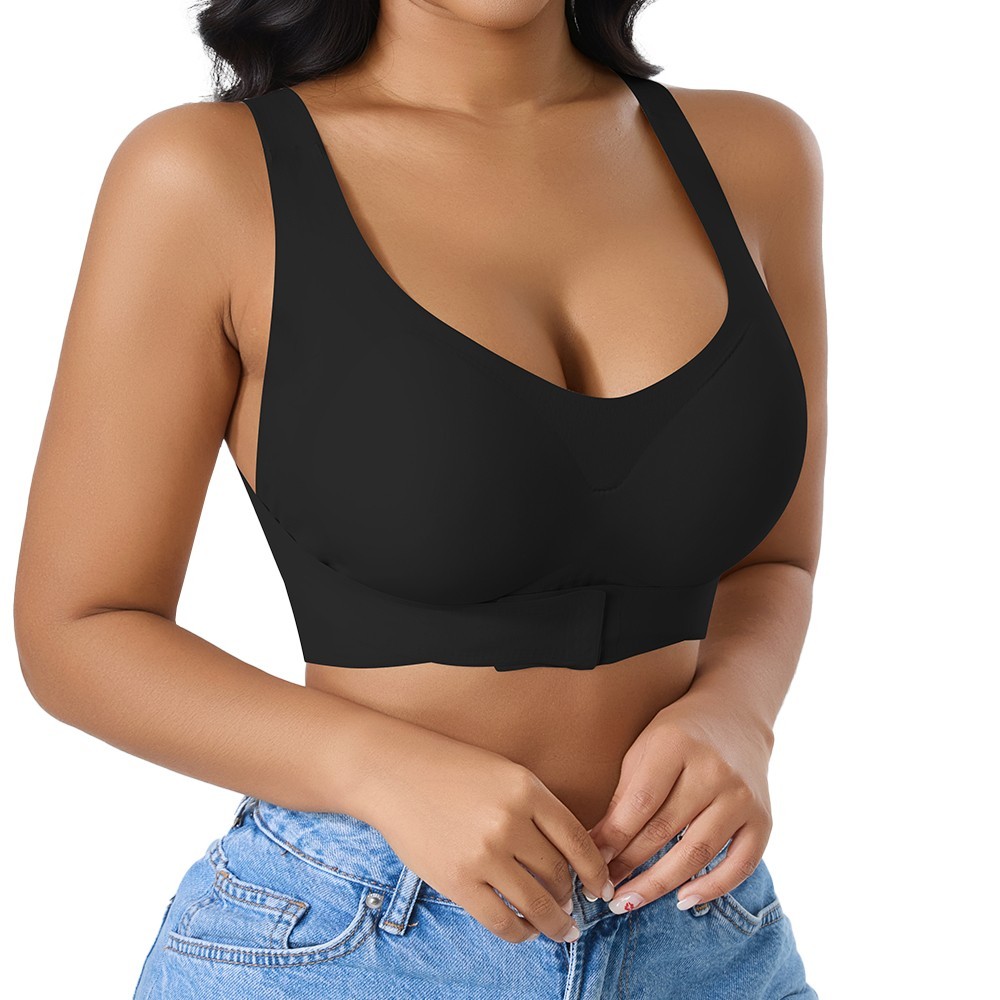 Posture Correction Wireless Bra Cross Back 3 Hook Adjustable Push Up Sports Top