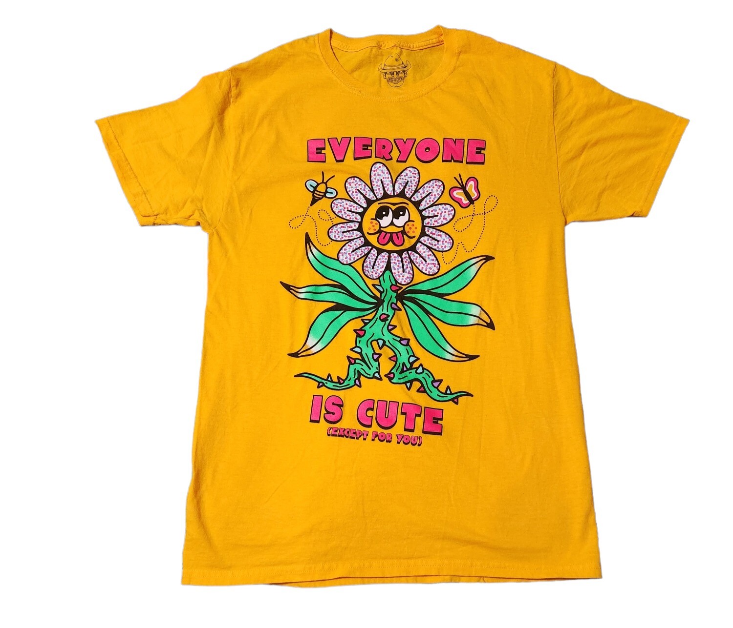 Crocodile Jackson Everyone is Cute (Except for You) Yellow Flower Shirt – Small