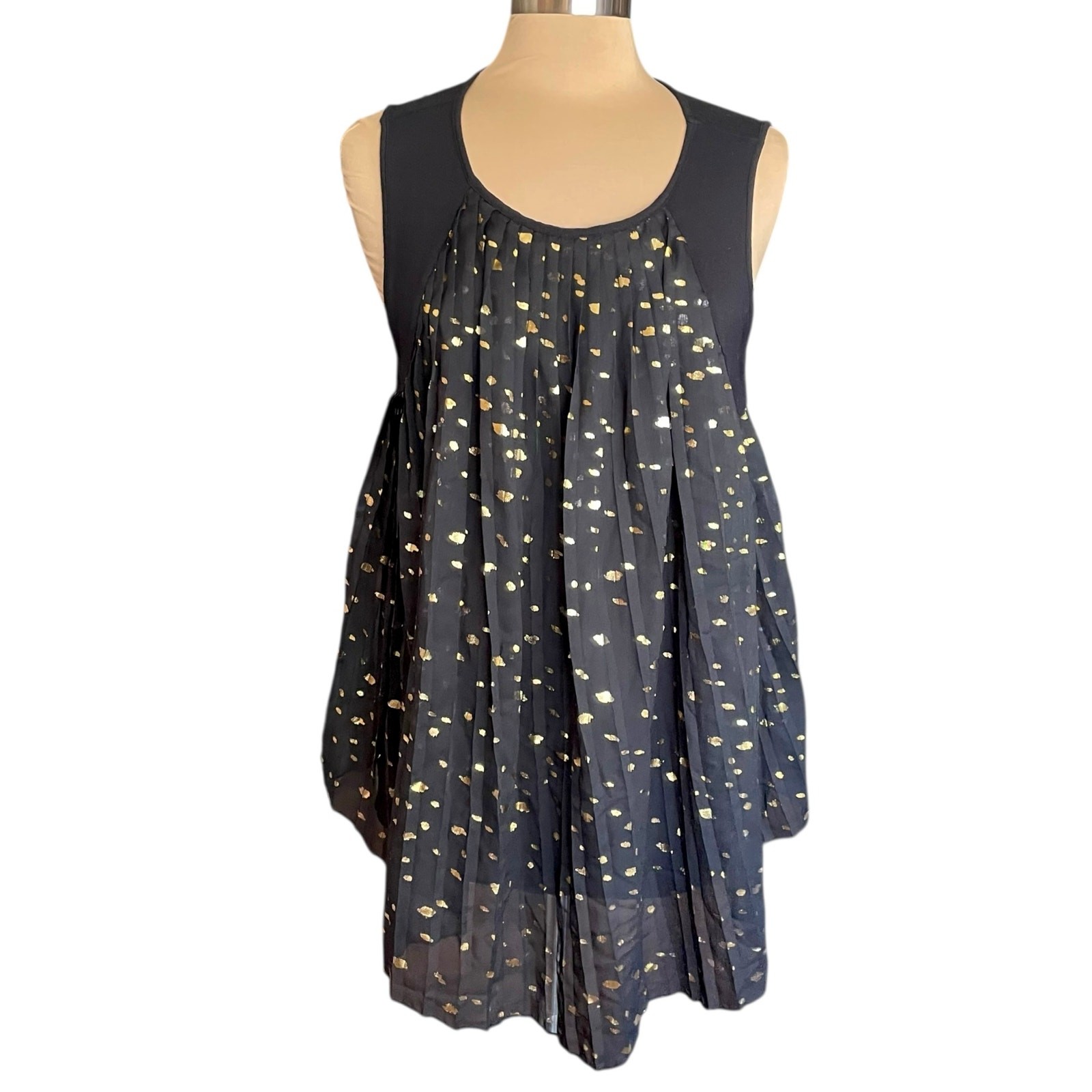 August Silk Sleeveless Black Top Chiffon Size LG Whimsigoth Fairy Grunge Witchy