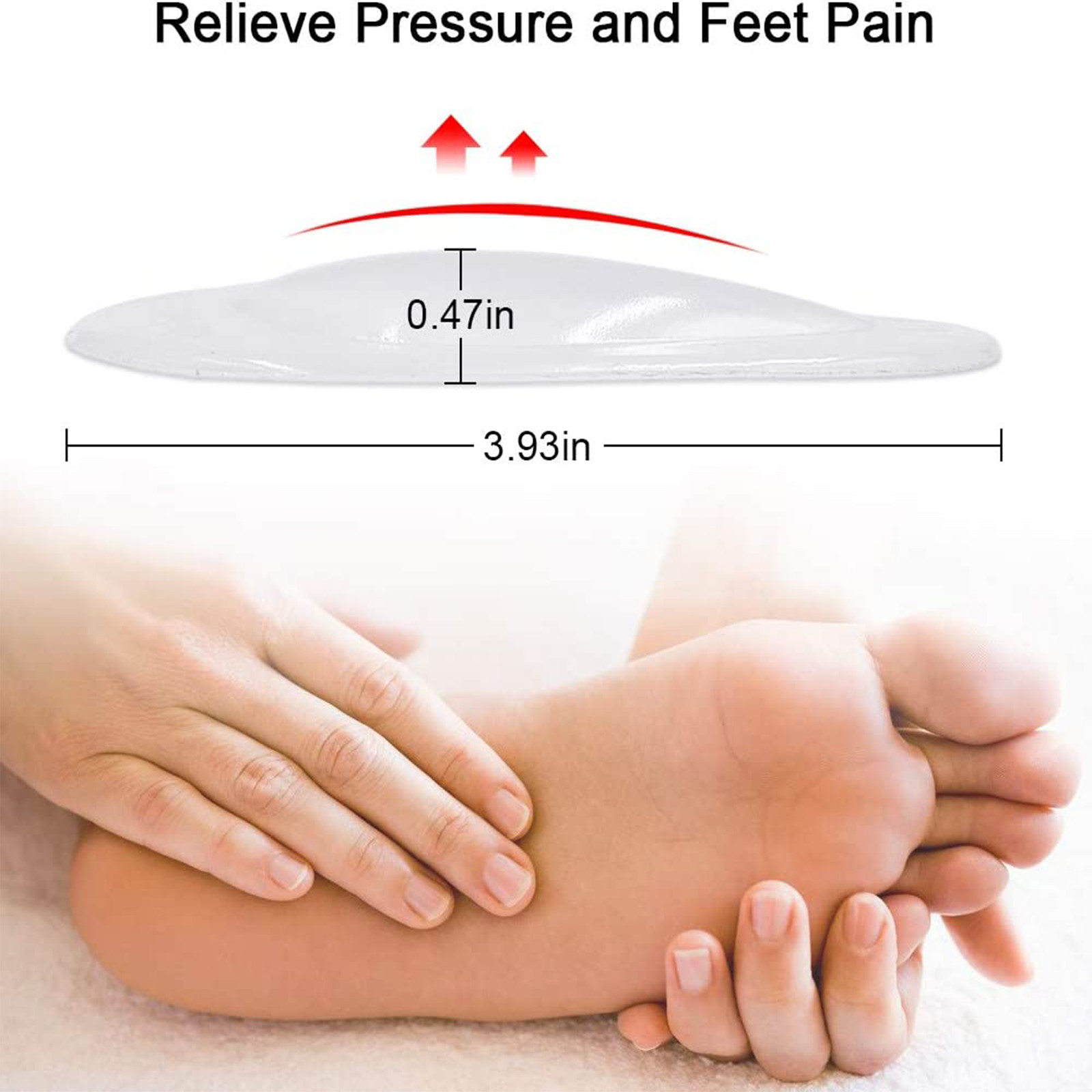 5 Pair Arch Support Shoe Insoles Plantar Fasciitis Gel Sticky Reusable Cushionss