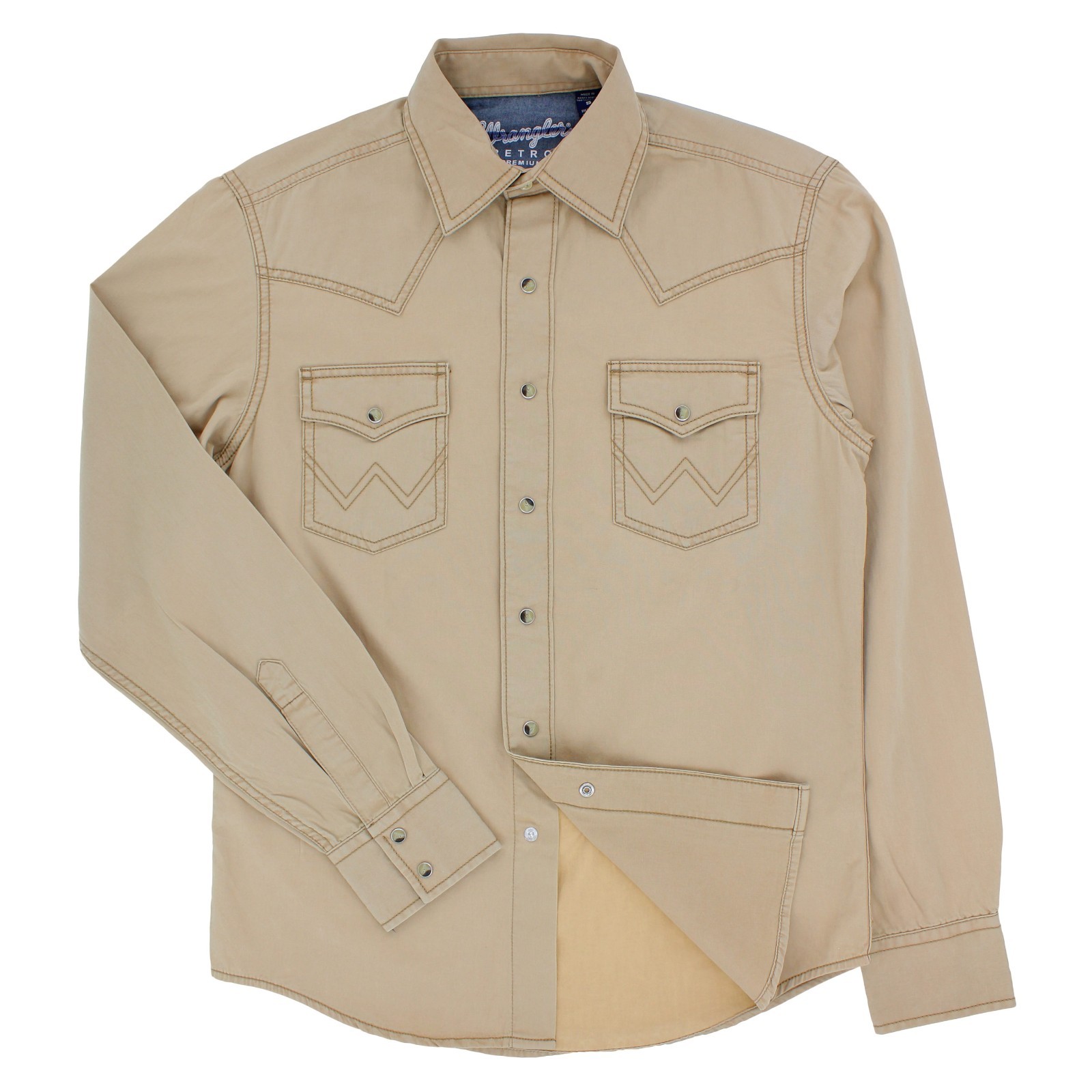 Wrangler Retro Premium Western Shirt, Men’s Pearl Snap Up Collared Long Sleeve