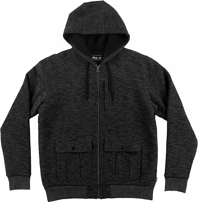 O’NEILL Men’s Full-Zipper Warm Hooded Fleece Jacket, Asphalt, X-Large