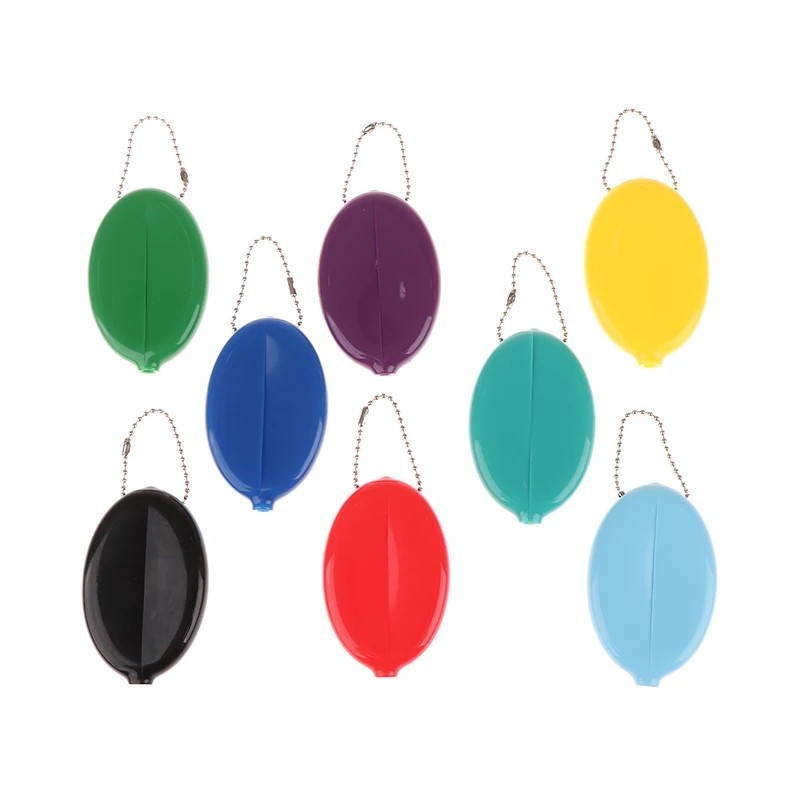 RUBBER SQUEEZE OVAL COIN PURSE MENS WOMENS MONEY HOLDER WALLET