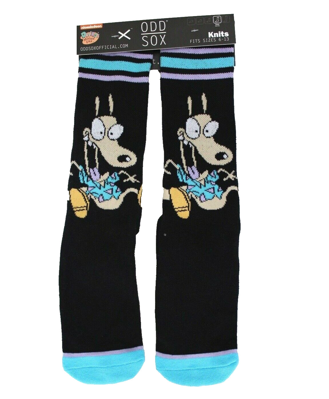 Odd Sox Nickelodeon Rocko’s Modern Life Novelty Crew Socks Fits Size 6-13 Black