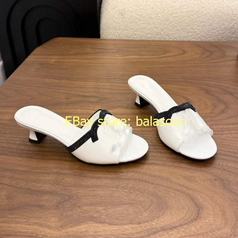 2026 summer genuine leather rhinestone flat slippers stiletto slippers 35-41