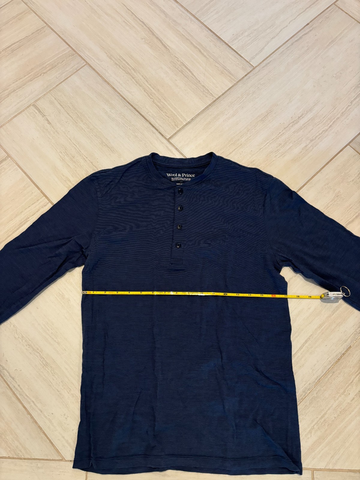 Wool & Prince Merino Wool/Nylon Blend Long Sleeve Henley – Mens – Small
