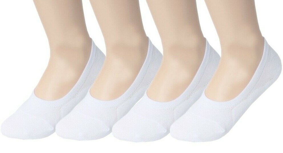 3-12 Pairs Womens Ankle Boat Liner Invisible Solid White No Show Cotton Socks