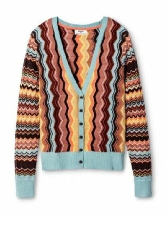 MISSONI TARGET 20TH ANNIVERSARY KNIT MULTI COLOR ZIG ZAG CARDIGAN SWEATER Xs