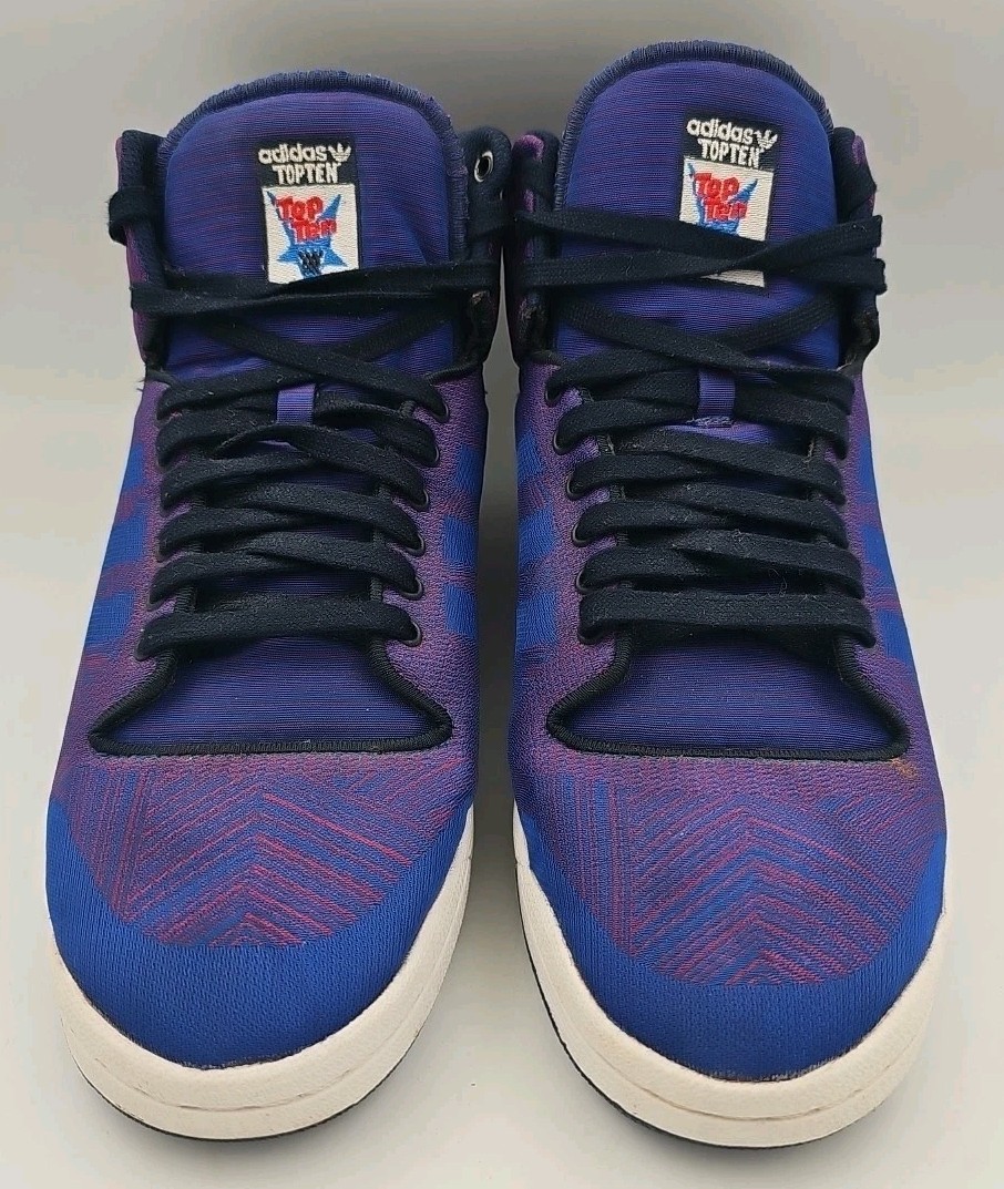 Adidas Top Ten Hi Woven Sneaker Shoes Mens Size 12 Purple Blue Lace-Up