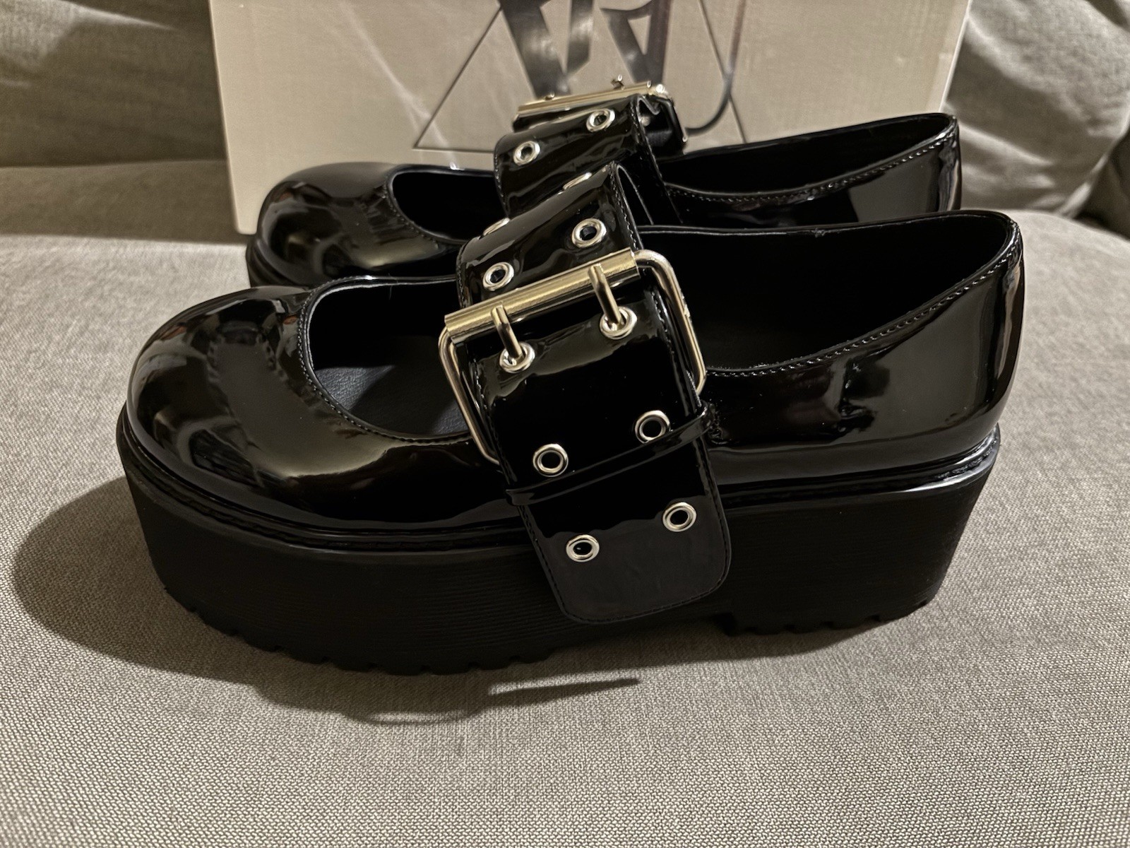 YRU Slayr Mary Jane Shoes Size 7 New With Box Buckle With Two Rows Of Grommets