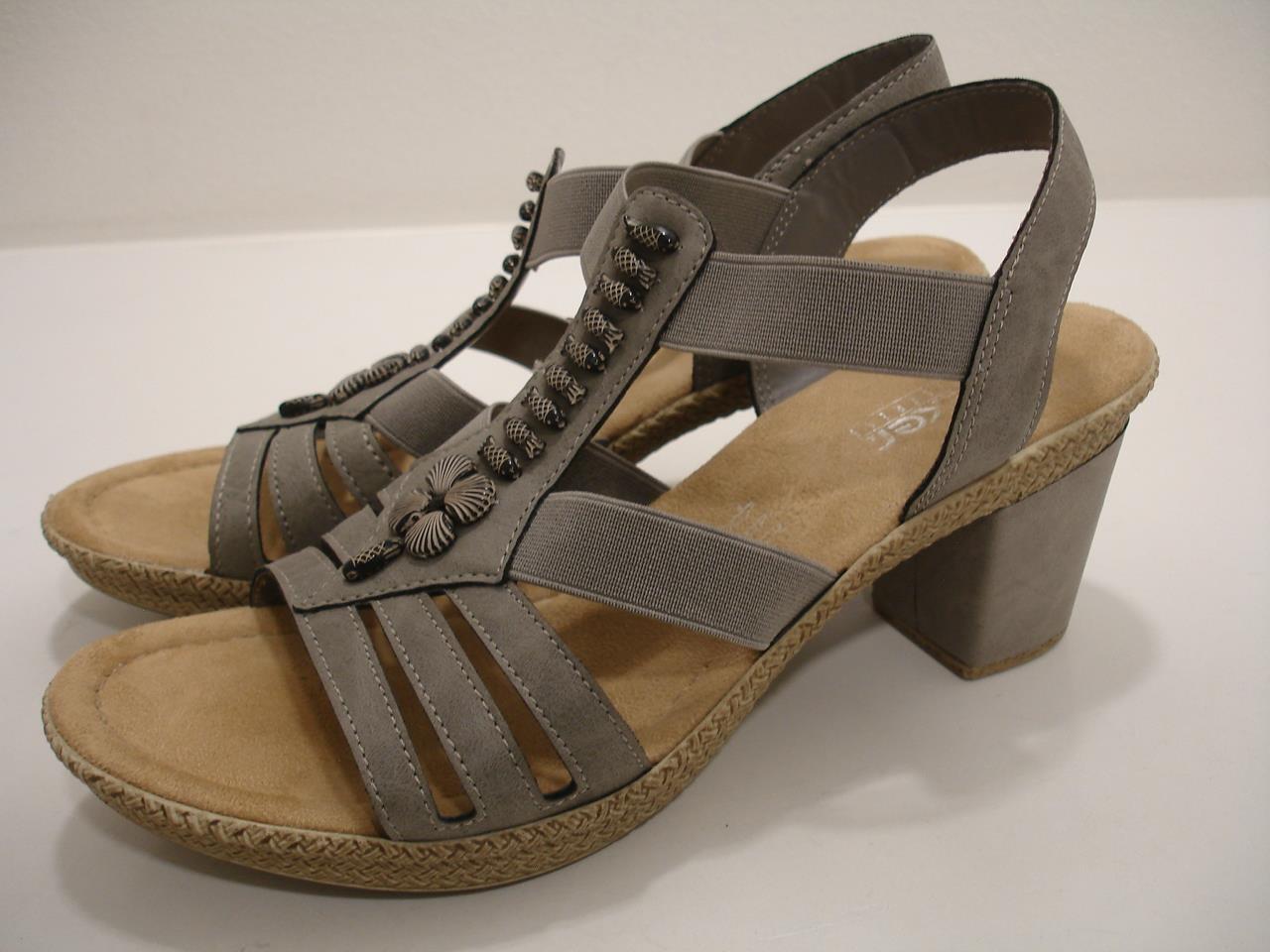 Women’s 9.5 sz 41 Rieker Slingback Sandals 66506 Gray Beaded Elasticated Stretch