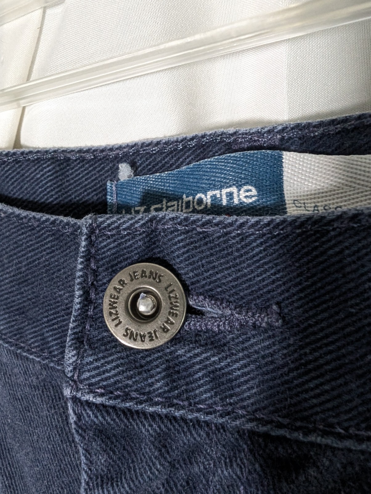 Vintage Distressed LizWear Denim Jeans Sz 16 Navy High Waist Mom 90s Y2K