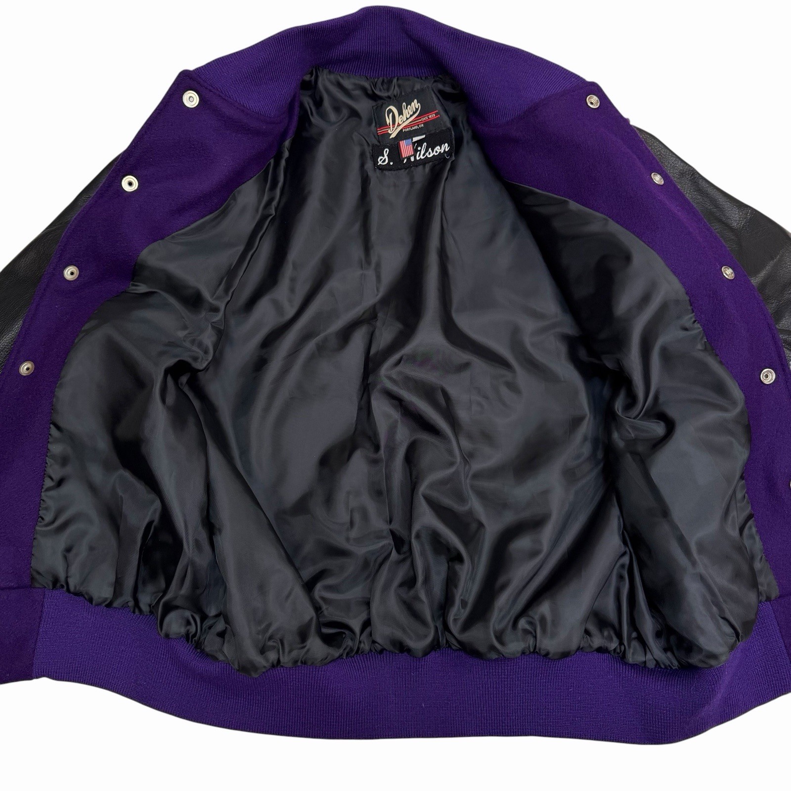 Dehen 1920 Portland Varsity Jacket Bomber Men’s Medium Purple 100% Wool Leather