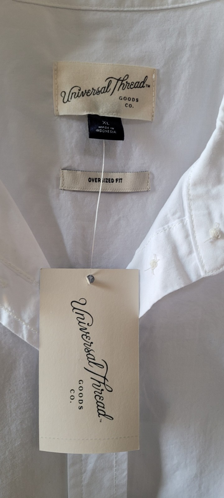 Universal Threads Blouse, Oversize Fit, Long Sleeve Size XL White 100% Cotton