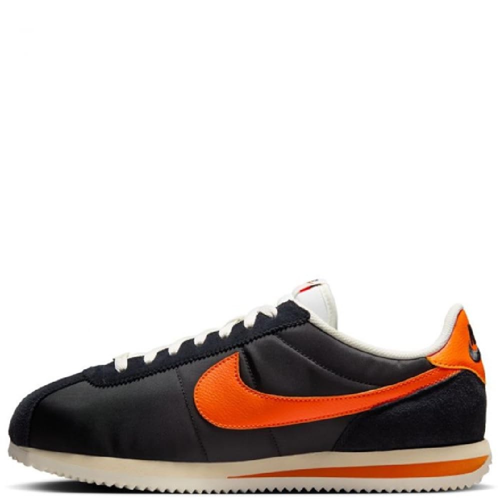 Nike Mens’ Cortez Textile Shoes – Black/Sail/Muslin/Safety Orange
