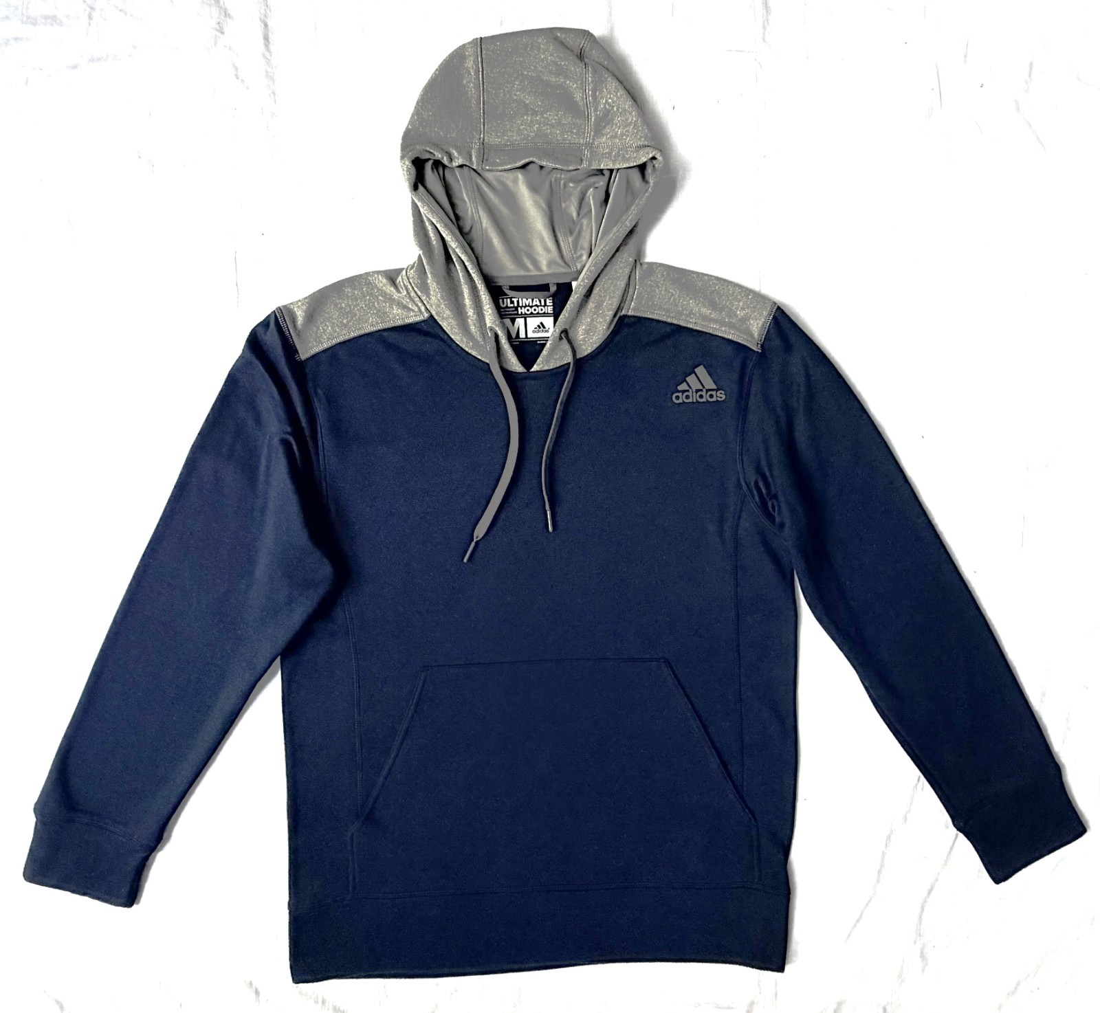 Adidas Climawarm Ultimate Hoodie Mens Medium Blue Gray Fleece Lined Pullover