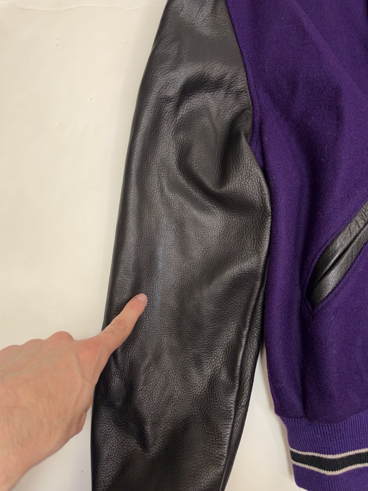Dehen 1920 Portland Varsity Jacket Bomber Men’s Medium Purple 100% Wool Leather
