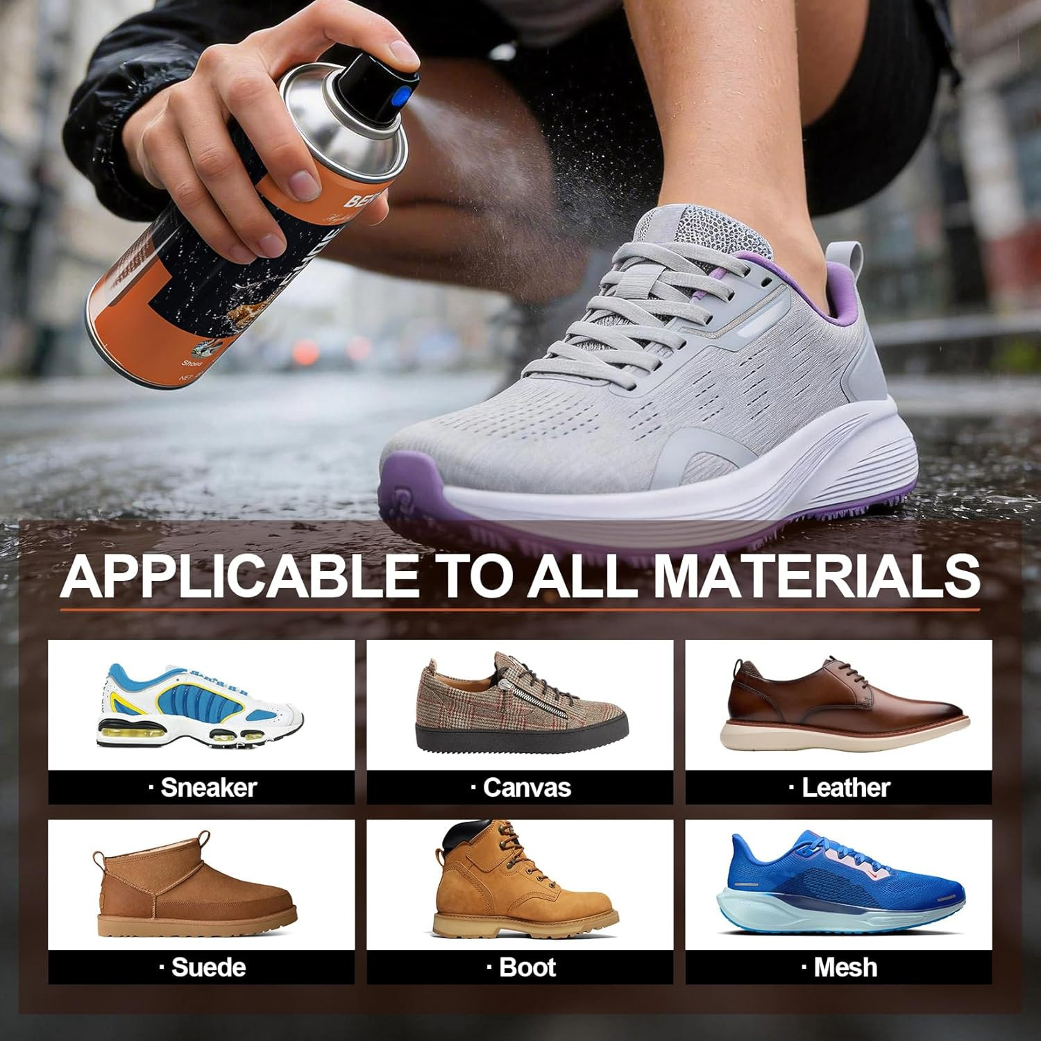 Waterproof Shoe Protector Spray for Sneakers Suede Leather Canvas Boots