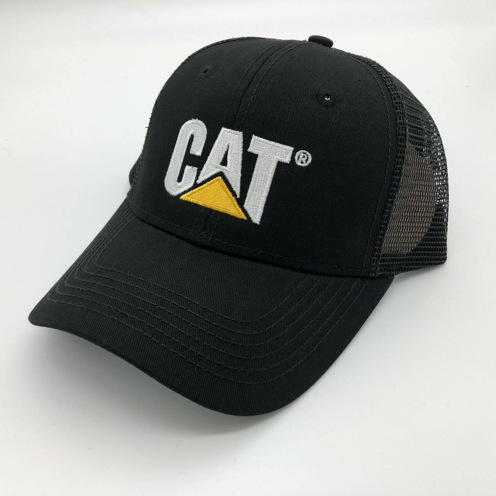 NEW – Caterpillar Cat Equipment Twill / Mesh Hat Cap – Black / Black Mesh