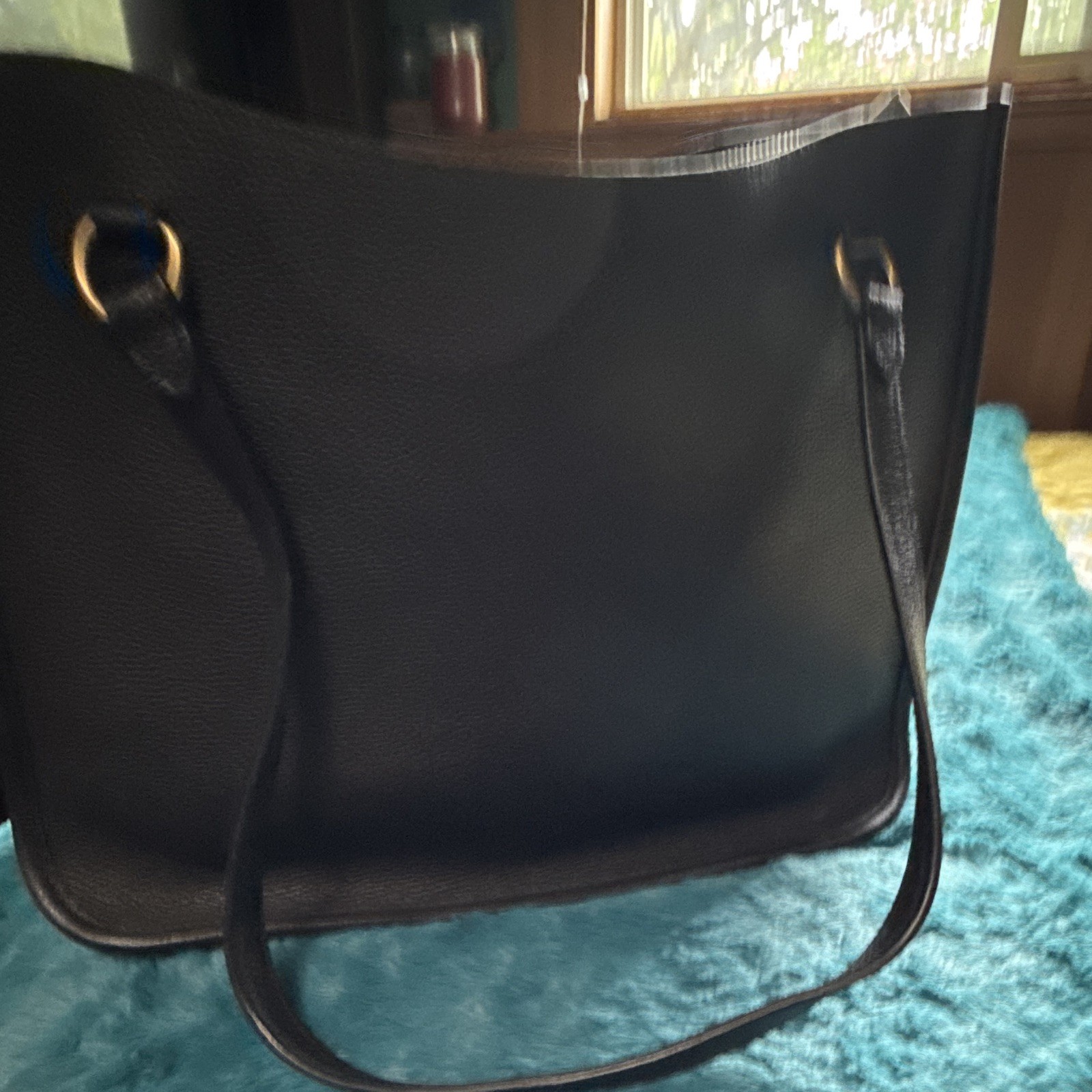 Coach Black Large Tote Shoulder Bag Zip Top Lined Pockets Gold Hang Tag