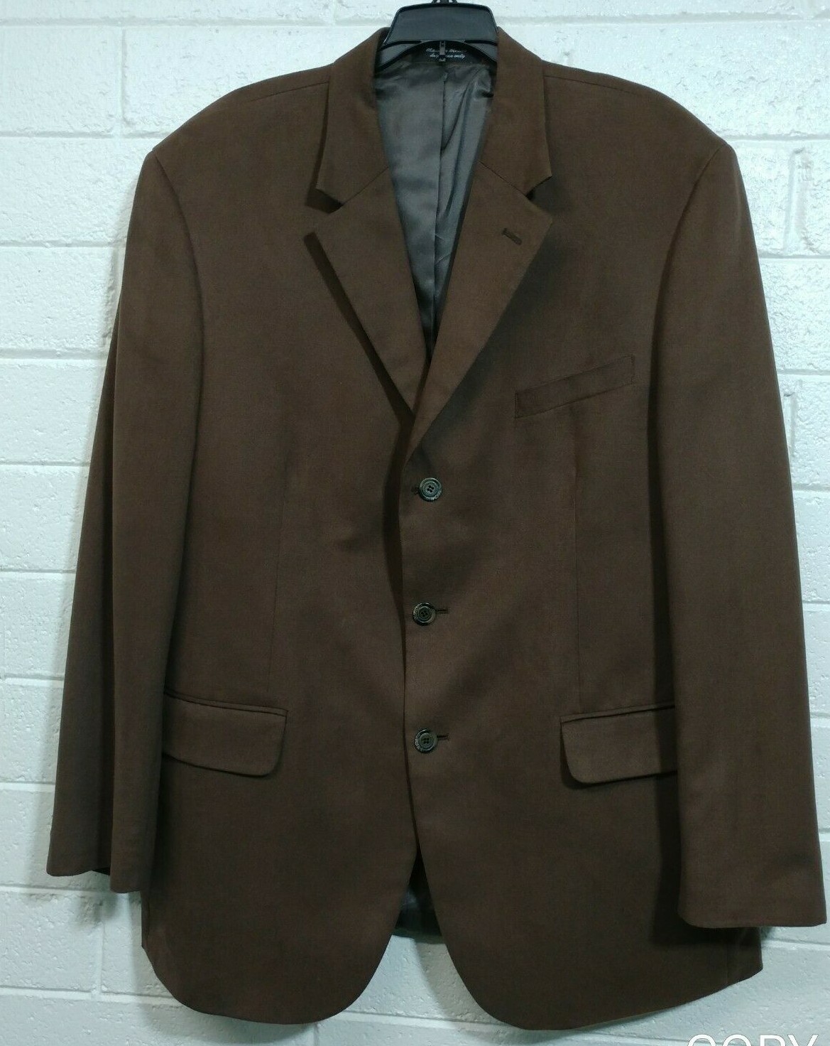 MEN’S ANDREW FEZZA FUSION BLAZER SUIT JACKET Size 44R Brown Faux Suede 3 buttons