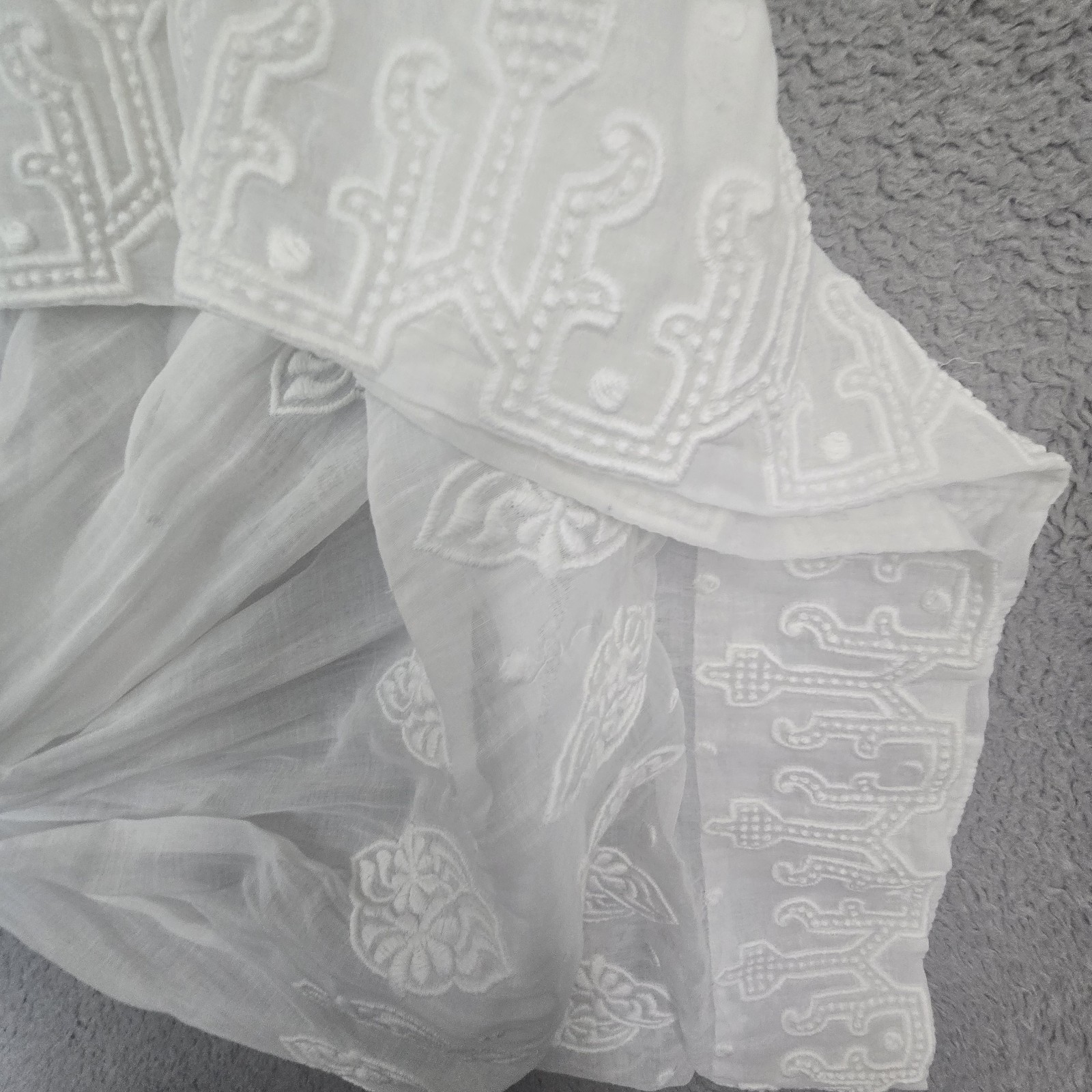 Antique 1900s 10s 20s Embroidered Cotton Lace Lawn Tea Under Dress XXS/XS READ