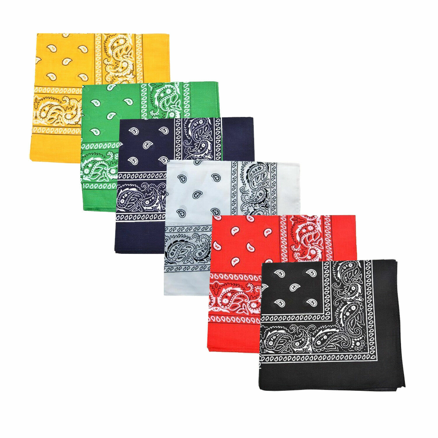 Pack of 3 X-Large Cotton Non Fading Paisley Bandanas 27 x 27 In – Party and