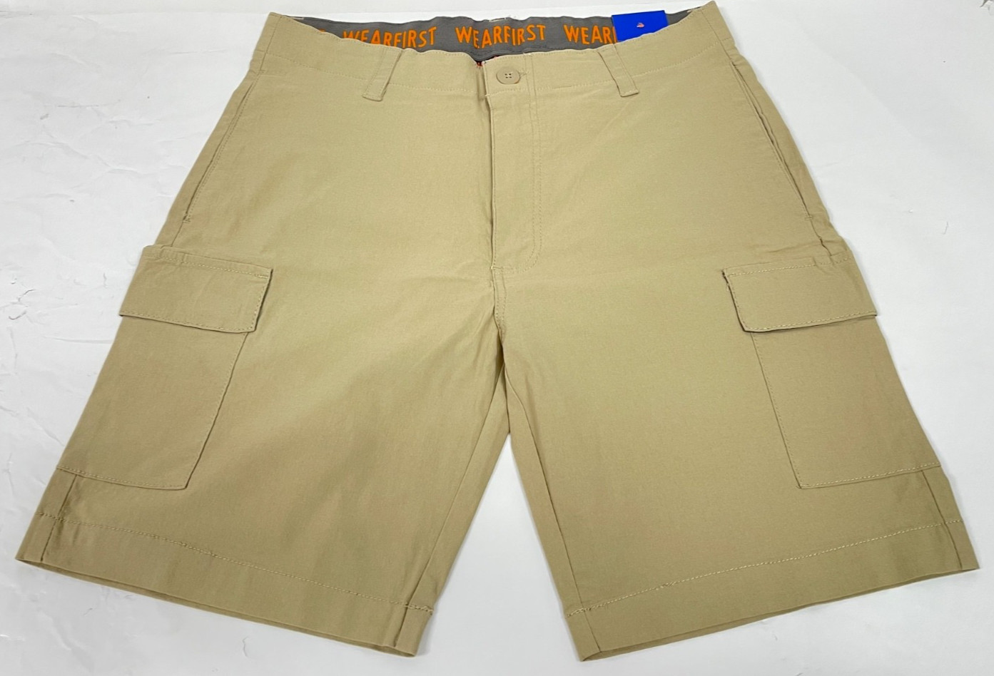 WearFirst Men’s TAN Classic Fit Stretch Waist Cargo Shorts NWT Choose Your Size
