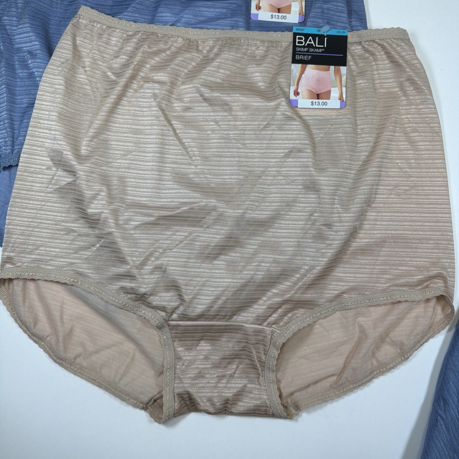 Bali Skimp Skamp Brief Panty 2XL/9 Full Coverage Nylon Panties NWT 2633 3 Pack