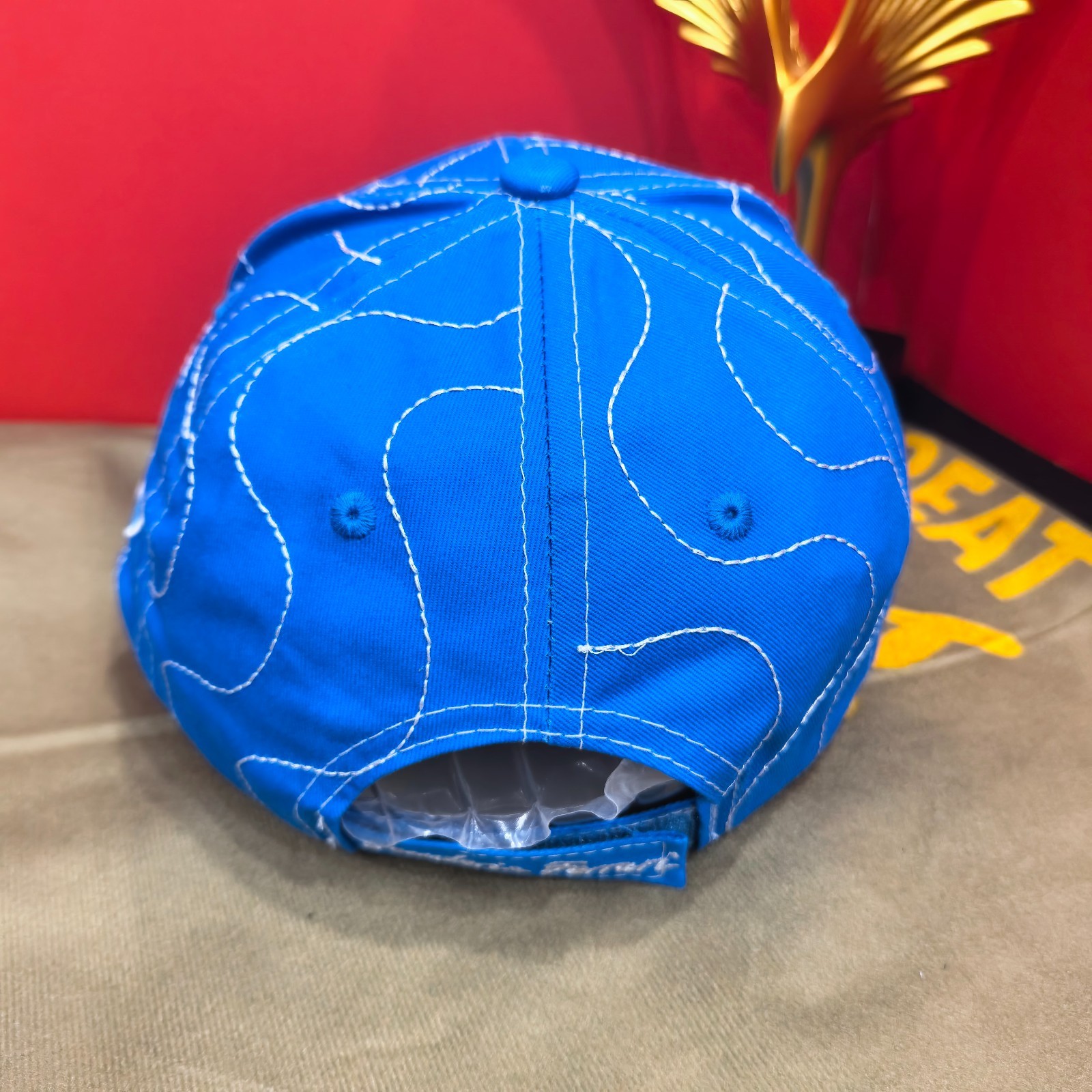 Ferrari Casual Blue Baseball Cap with White Stripes