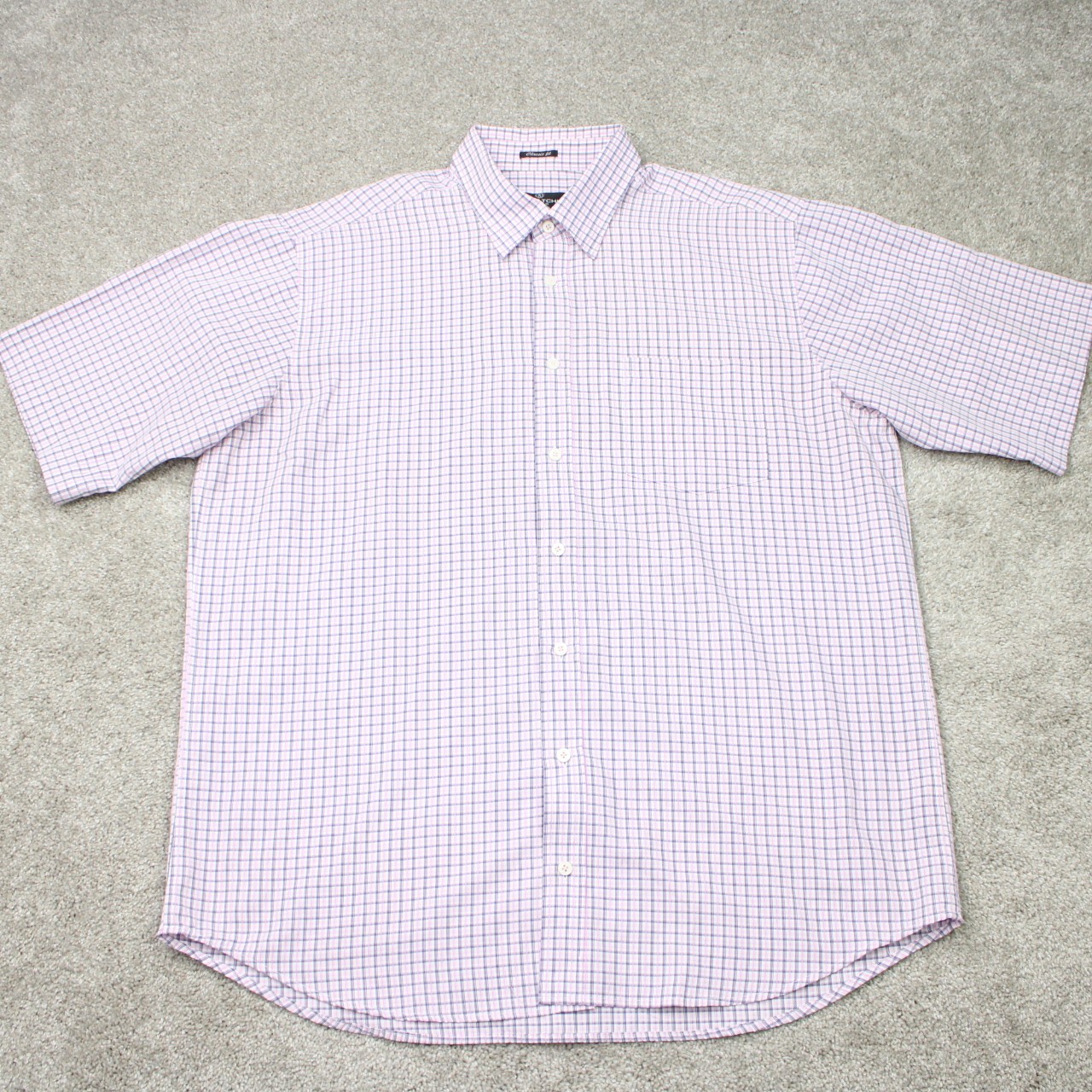 Bugatchi Uomo Shirt Mens 2XL XXL Pink Classic Fit Modal Rayon/Poly Short Sleeve