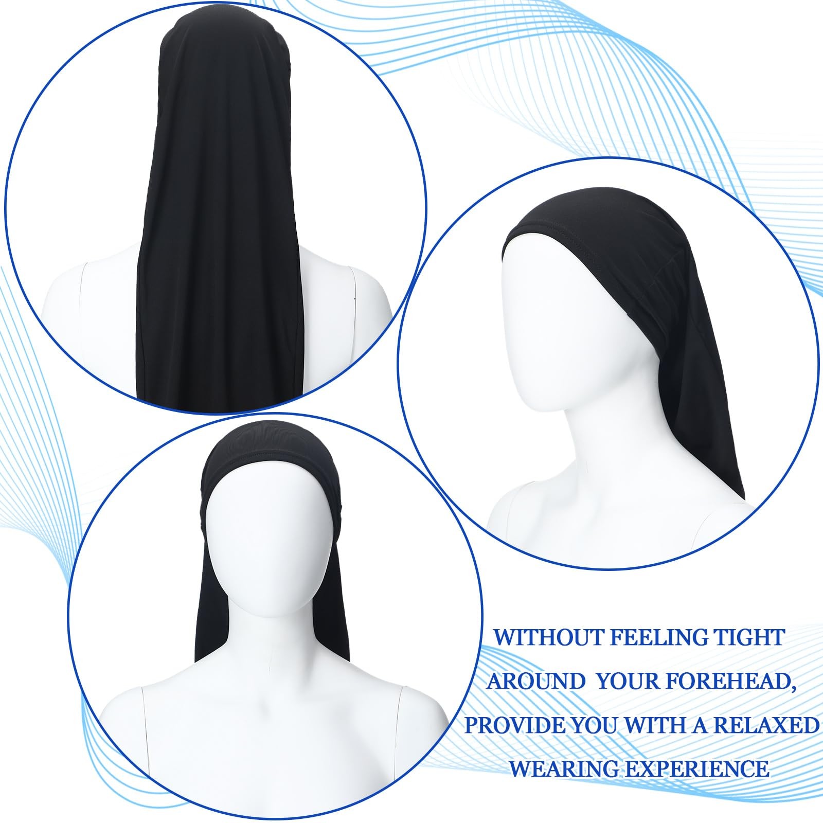 2 Pcs Jumbo 50″ Black Dreadlock Cap Head Wrap for Dreads, Locs, Men Women Sleep