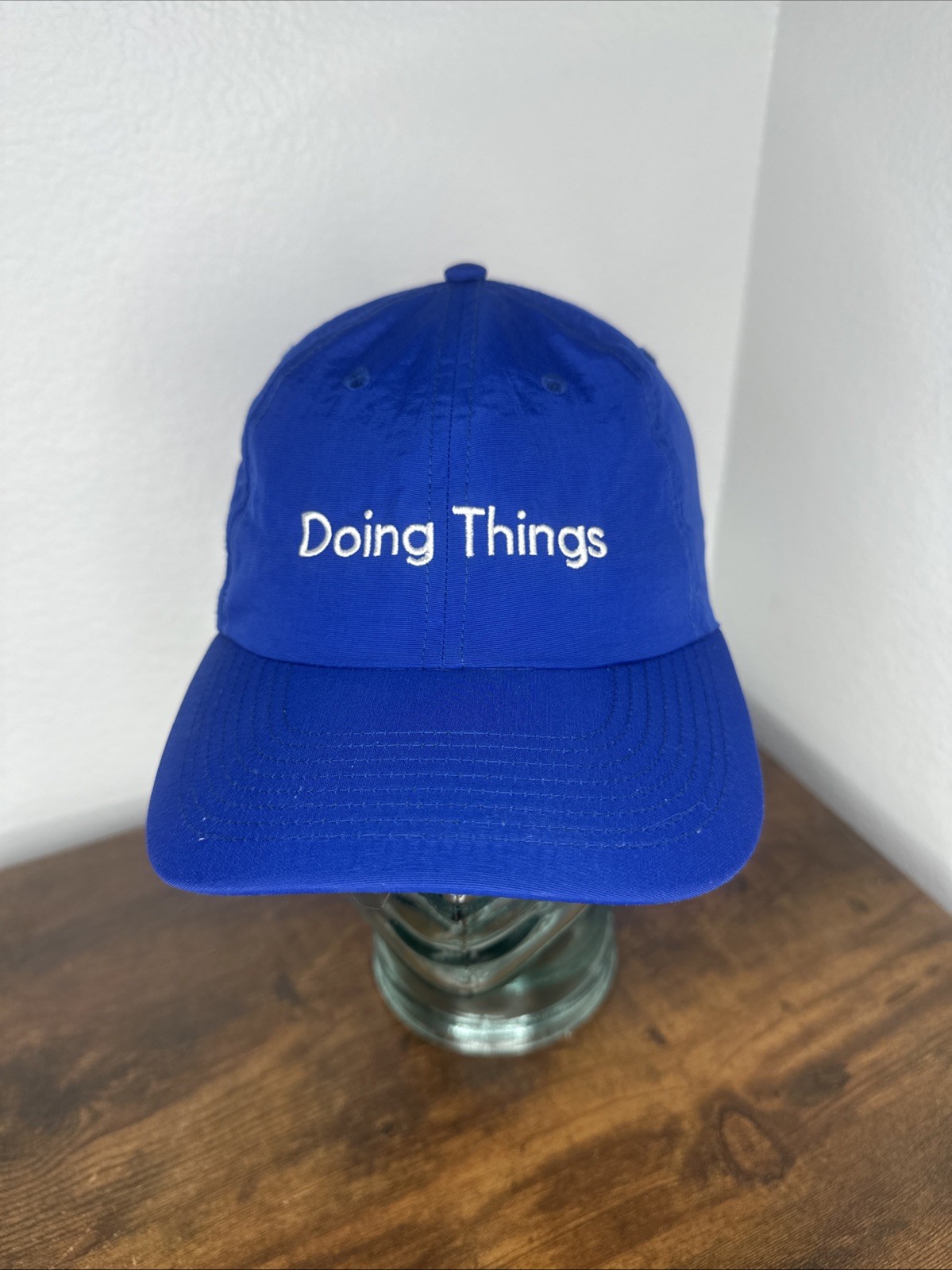Doing Things Outdoor Voices Hat Cap Strap Back Blue Nylon Adjustable Dad Cap