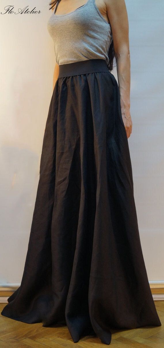 Black Long Taffeta Skirt Wedding Evening Formal Christmas Party & Any Occasion