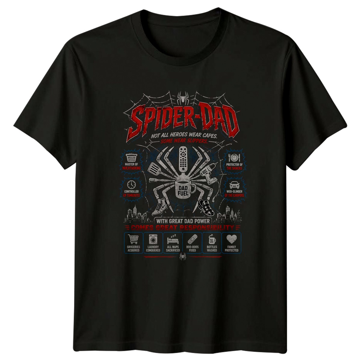 Spider-Dad Not All Heroes Mens T-Shirt Superhero Parody Fatherhood Gift For Him