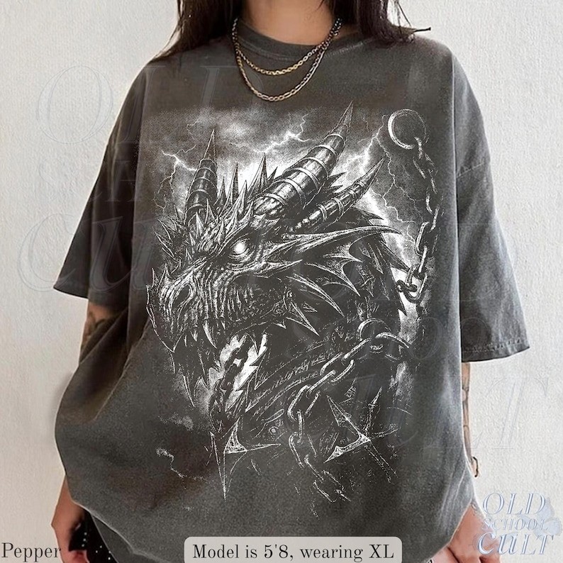 Vintage Dragon 90s Graphic T-Shirt Retro Medieval Fantasy Grunge Tee