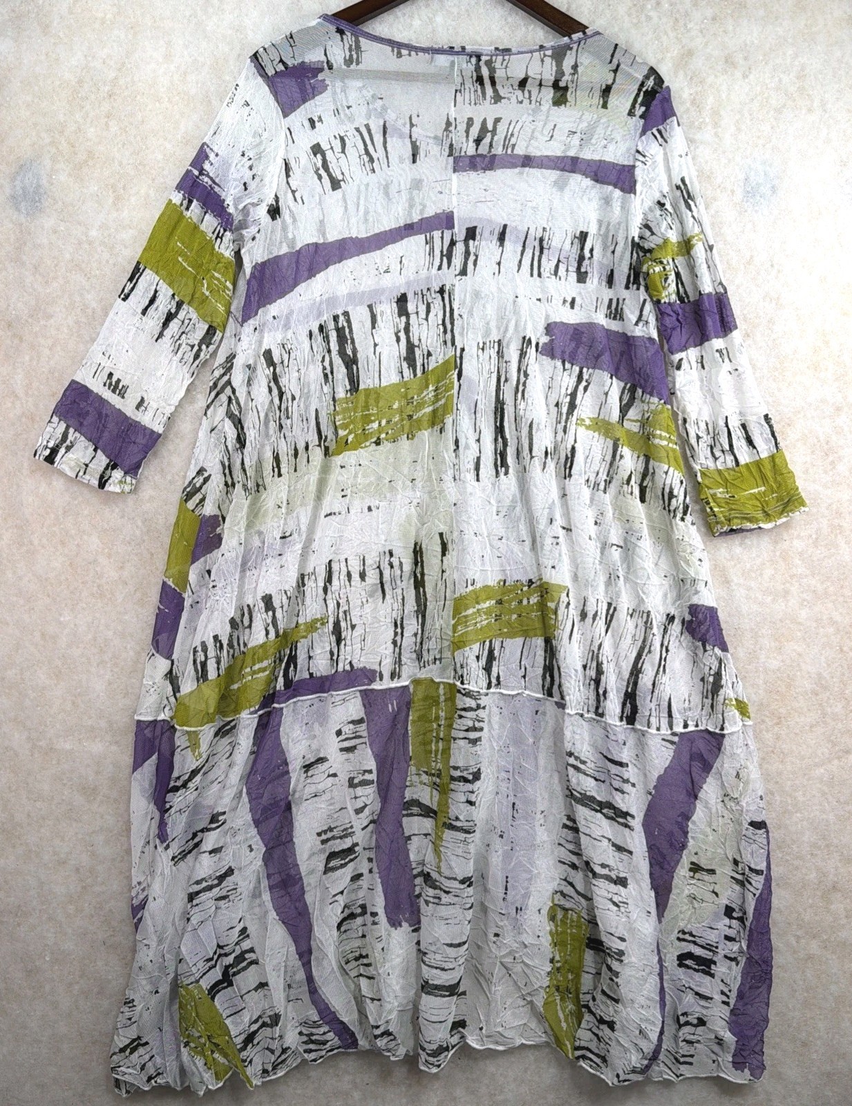 Comfy USA Sheer Tunic Top Multicolor Abstract Print 100% Polyester Size Small